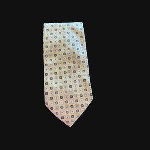Lario Silk Designer Neck Tie Blues & Tan Floral
